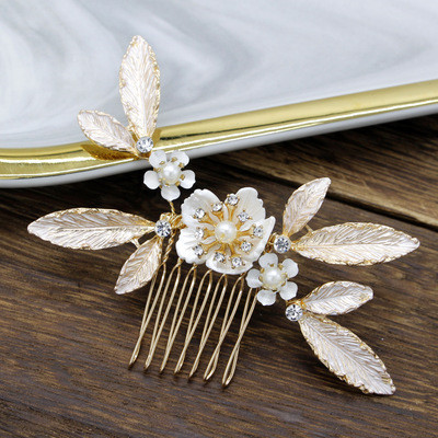 The Gold Plated Pearl Wedding Hair Combs